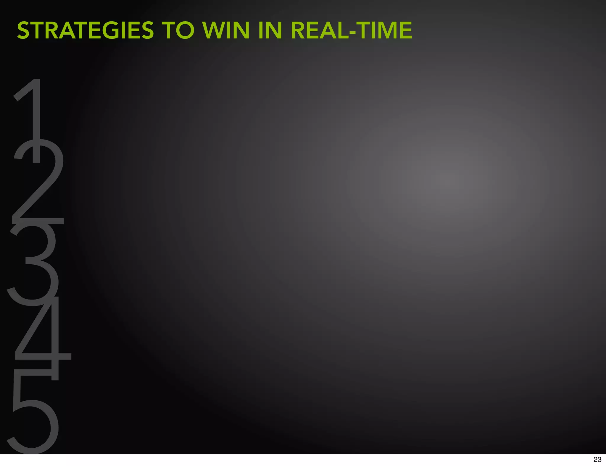 STRATEGIES TO WIN IN REAL-TIME




1
2
3
4
5                                23
 