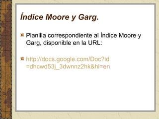 Índice Moore y Garg. Planilla correspondiente al  Índice Moore y Garg , disponible en la URL: http:// docs.google.com / Doc?id =dhcwd53j_3dwnnz2hk& hl =en 