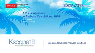 Integrated Business Analytics Solutions
A Visual Approach
to Essbase Calculations: 2018
Ron Moore
June 12, 2018
 