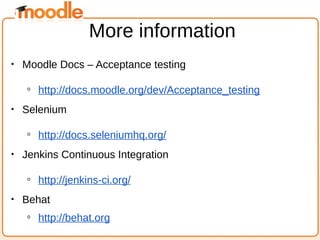 Testing Moodle functionality automatically | PDF