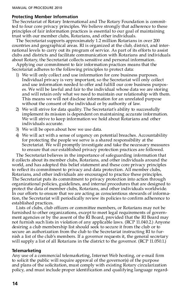 Rotary Manual of Procedures 20102013