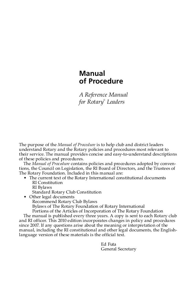 Rotary Manual of Procedures 20102013