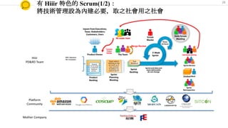 有 Hiiir 特色的 Scrum(1/2)：
將技術管理設為內建必要，取之社會用之社會
26
 