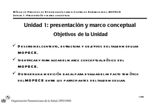 Módulo de Principios de Epidemiología para el Control de Enfermedades, MOPECE Unidad 1: Presentación y marco conceptual <u...