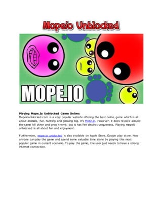 Mope.io Unblocked  Free games, Play free online games, Play free games