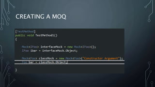 CREATING A MOQ 
 