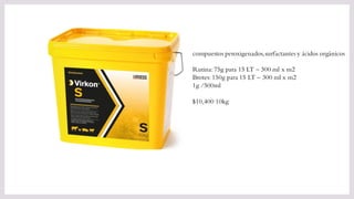 compuestos peroxigenados,surfactantes y ácidos orgánicos
Rutina:75g para 15 LT – 300 ml x m2
Brotes: 150g para 15 LT – 300 ml x m2
1g /500ml
$10,400 10kg
 