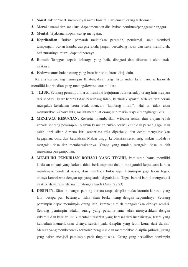 Moral Dan Etika Pemimpin Dalam Perspektif Alkitab