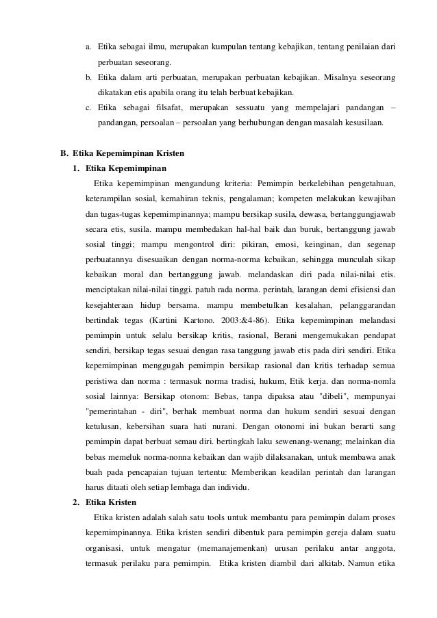 Moral dan etika pemimpin dalam perspektif alkitab