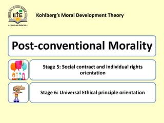 Kohlberg’s Moral Development Theory
Post-conventional Morality
Stage 5: Social contract and individual rights
orientation
Stage 6: Universal Ethical principle orientation
 