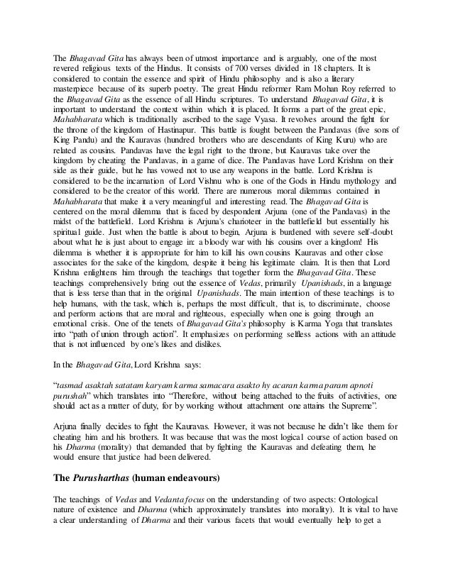 a report on the bhagavad gita a religious guidance for indian philosophy Misinterpretation of the gita by dr of the bhagavad-gita is its truly beautiful revelation of life's wisdom which enables philosophy to blossom into religion. a report on the bhagavad gita a religious guidance for indian philosophy Misinterpretation of the gita by dr of the bhagavad-gita is its truly beautiful revelation of life's wisdom which enables philosophy to blossom into religion.