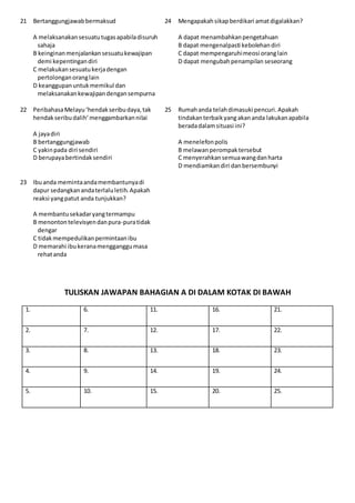 SOALAN UJIAN MAC PENDIDIKAN MORAL TINGKATAN 2