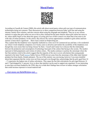Moral Panic Essay | PDF
