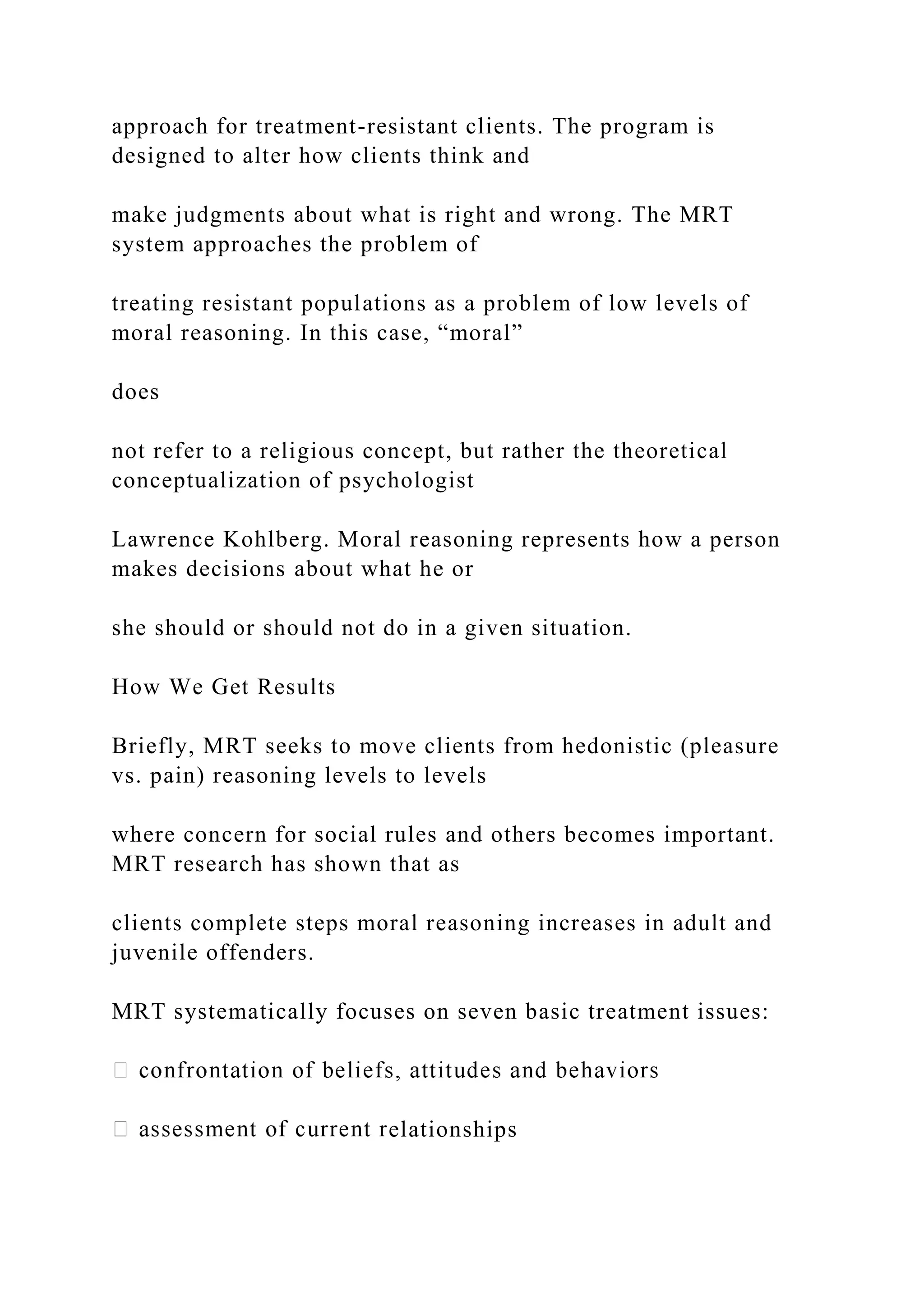 Moral Reconation Therapy Workbook Pdf: Proven Results - sv9wpdf