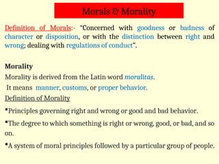 Morals and Ethics in Engineering slides for B-tech students | PPT