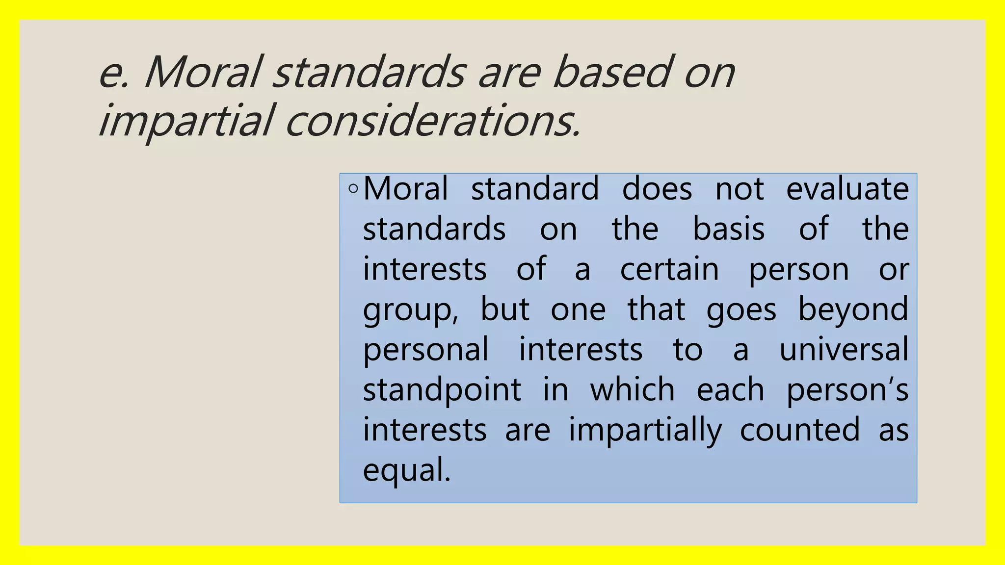 Moral standard vs. non moral standard PPT