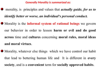 Basic Morality MORAL UNIT 1 PP-1.pptx of civic and ethical education | PPTX