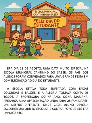 Morango do Amor - texto ilustrado para trabalhar Dia do Estudante | PDF