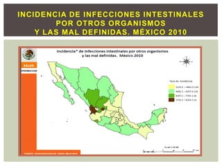 INCIDENCIA DE INFECCIONES INTESTINALES
POR OTROS ORGANISMOS
Y LAS MAL DEFINIDAS. MÉXICO 2010
 