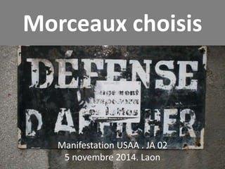 Morceaux choisis 
Manifestation USAA . JA 02 
5 novembre 2014. Laon 
 