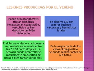 Tomás A. Orduna, De roodt A, Salomón O, Lloveras S. Envenenamiento por arañas del genero Loxosceles. Instituto Nacional de Producción de Biológicos.
Centro Nacional de Diagnóstico e Investigación en Endemoepidemias. Muñiz, Buenos Aires. 2012.
 
