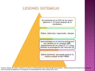 Tomás A. Orduna, De roodt A, Salomón O, Lloveras S. Envenenamiento por arañas del genero Loxosceles. Instituto Nacional de Producción de Biológicos.
Centro Nacional de Diagnóstico e Investigación en Endemoepidemias. Muñiz, Buenos Aires. 2012.
 