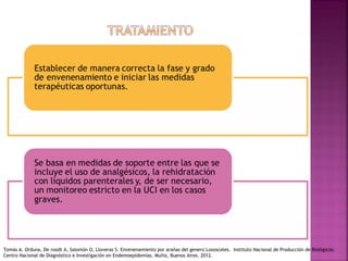 Tomás A. Orduna, De roodt A, Salomón O, Lloveras S. Envenenamiento por arañas del genero Loxosceles. Instituto Nacional de Producción de Biológicos.
Centro Nacional de Diagnóstico e Investigación en Endemoepidemias. Muñiz, Buenos Aires. 2012.
 