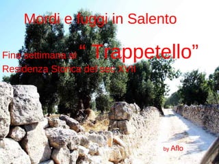 Mordi e fuggi in Salento Fina settimana al  “ Trappetello”   Residenza Storica del sec XVII by  Aflo 
