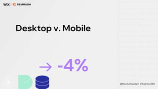 Desktop v. Mobile
→ -4%
@MordyOberstein #BrightonSEO
 