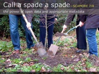 Call a spade a spade—SCAMORE 7/8
  the power of open data and appropriate metadata




photo: ©GM 2010
 