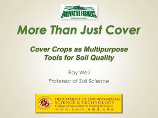 More Than Just Cover
Cover Crops as Multipurpose
Tools for Soil Quality
Ray Weil
Professor of Soil Science

 