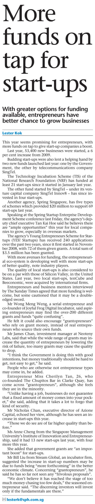 More funds on tap for start-ups