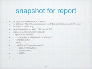 kibana-int-$user 
./script/kbnauth migratint sri logstash accesslog php-error 
read logstash/accesslog/php-error 
dashboards’ schema from your 
original kibana-int index, and write 
into `kibana-int-sri` 
33 
 