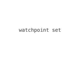 watchpoint set
 