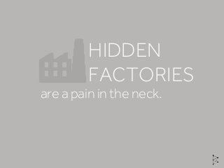 are a pain in the neck.
HIDDEN
FACTORIES
 