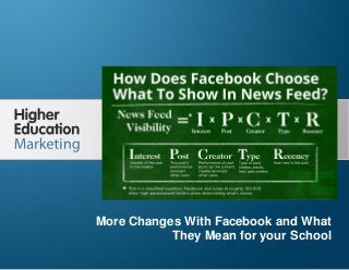 More Changes With Facebook and What They Mean for
your School
Slide 1
More Changes With Facebook and What
They Mean for your School
 