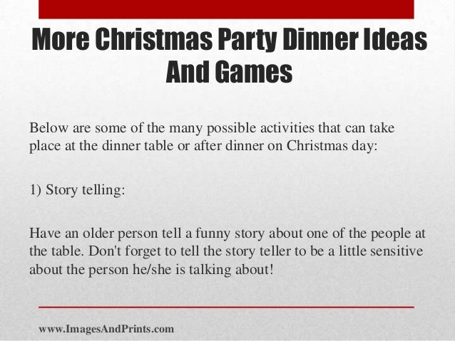 more christmas party dinner ideas and games