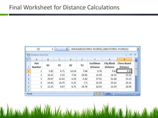 Final Worksheet for Distance Calculations
 