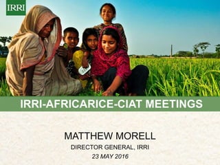 MATTHEW MORELL
DIRECTOR GENERAL, IRRI
23 MAY 2016
IRRI-AFRICARICE-CIAT MEETINGS
 