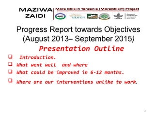 Heifer International Tanzania—Implementation progress and project highlights