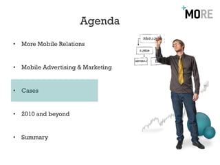 Agenda
• More Mobile Relations


• Mobile Advertising & Marketing


• Cases


• 2010 and beyond


• Summary
 