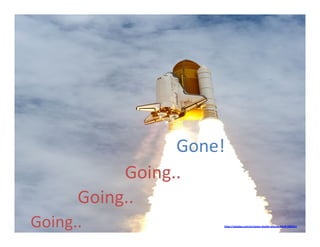 Going..	
Going..	
Going..	
Gone!	
h"ps://pixabay.com/en/space-shu"le-atlan6s-li7oﬀ-600502/		
 
