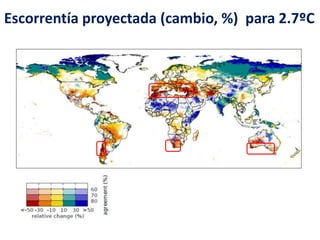 Escorrentía proyectada (cambio, %) para 2.7ºC
 