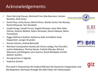 More pork and less parasites: A farm to fork approach for assessment and management of pork meat associated diseases in Uganda