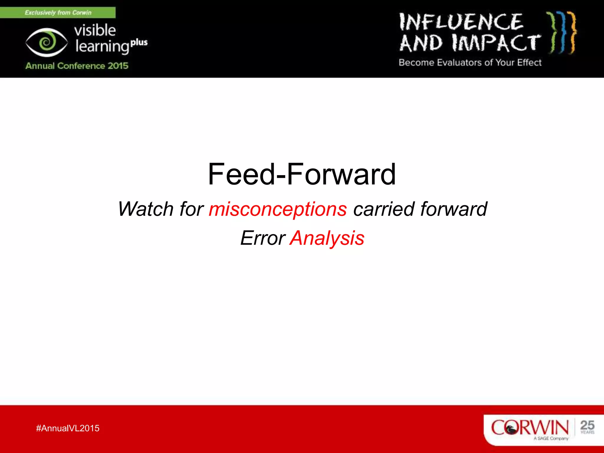Feed-Forward
Watch for misconceptions carried forward
Error Analysis
#AnnualVL2015
 