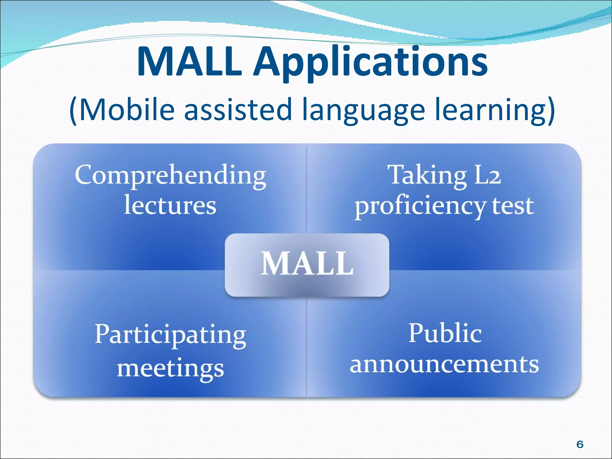 MALL Applications (Mobile assisted language learning) 