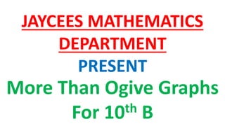 More Than Ogive Graphs
For 10th B
JAYCEES MATHEMATICS
DEPARTMENT
PRESENT
 