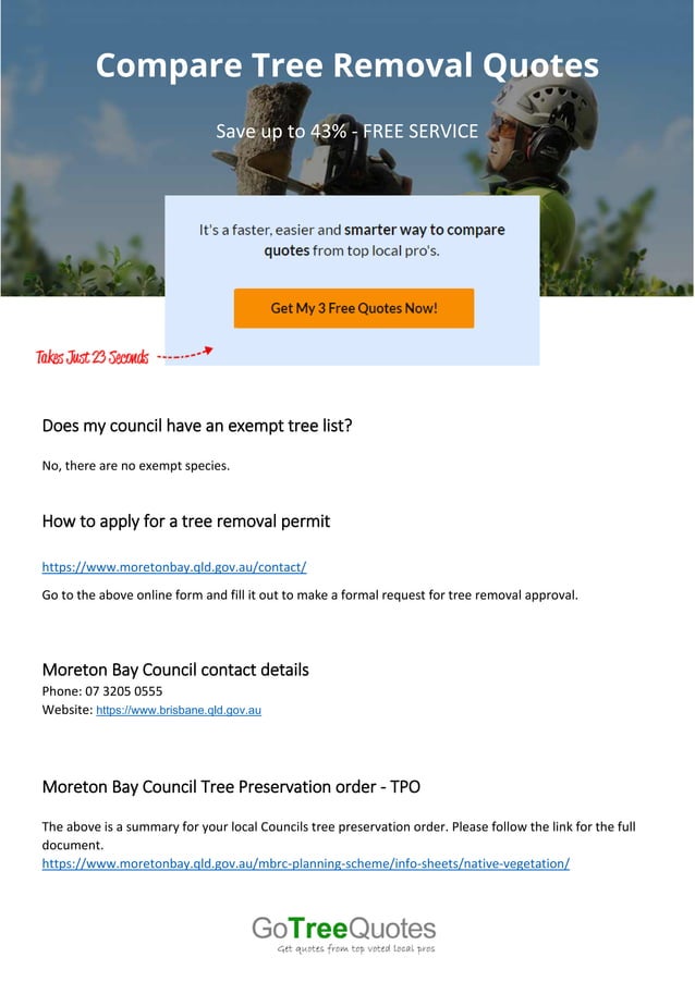 Moreton bay council tree removal regulations summary PDF