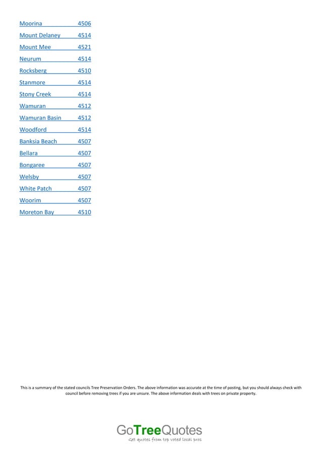 Moreton bay council tree removal regulations summary PDF