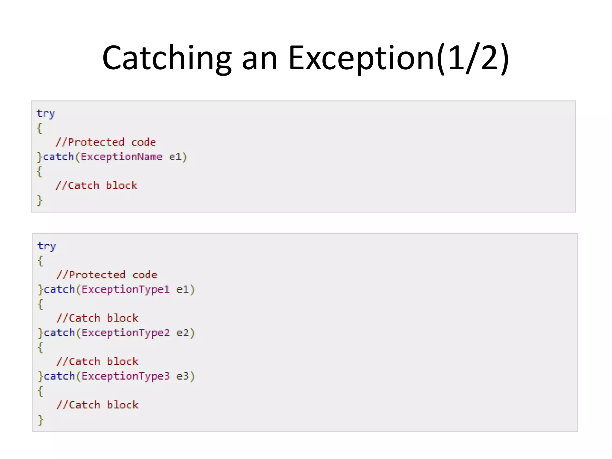 Catching an Exception(1/2)
 